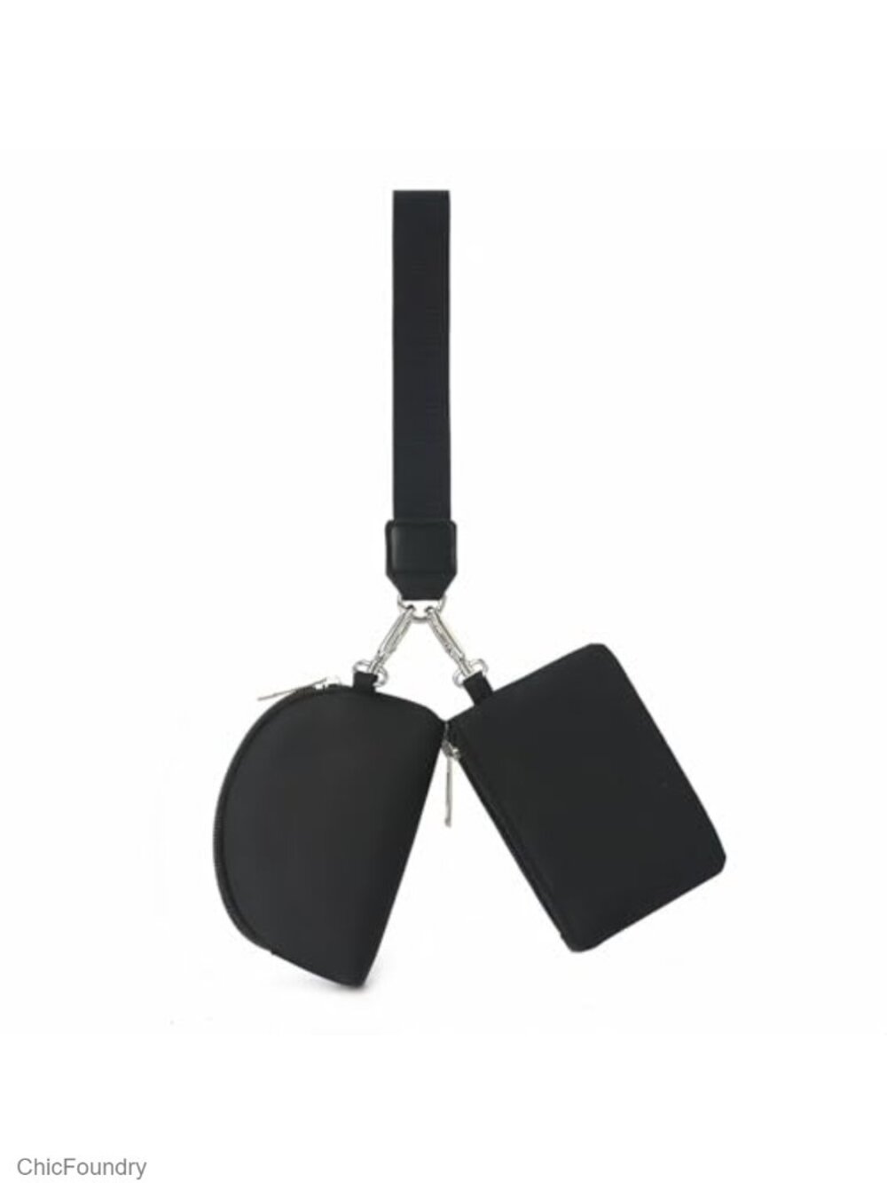 Nylon Wristlet Wallet Set Dual Shape Zip Pouch Hands-Free Gym Wrist Purse